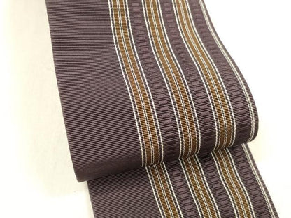 平和屋着物●男性　本場筑前博多織　角帯　間道　正絹　逸品　DABE6238cm