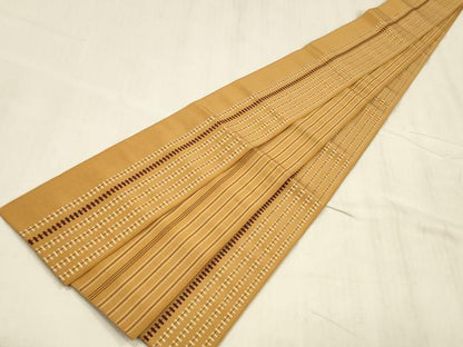 平和屋着物●男性　本場筑前博多織　両面　角帯　横段間道　正絹　逸品　DABE6239cm