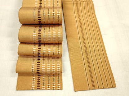 平和屋着物●男性　本場筑前博多織　両面　角帯　横段間道　正絹　逸品　DABE6239cm