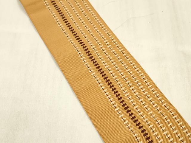 平和屋着物●男性　本場筑前博多織　両面　角帯　横段間道　正絹　逸品　DABE6239cm