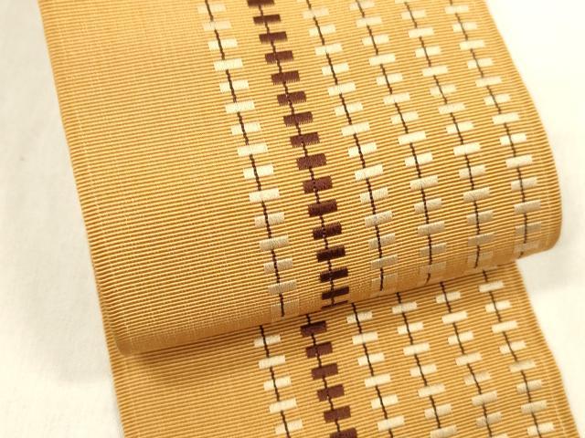 平和屋着物●男性　本場筑前博多織　両面　角帯　横段間道　正絹　逸品　DABE6239cm