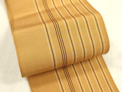 平和屋着物●男性　本場筑前博多織　両面　角帯　横段間道　正絹　逸品　DABE6239cm