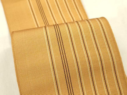 平和屋着物●男性　本場筑前博多織　両面　角帯　横段間道　正絹　逸品　DABE6239cm