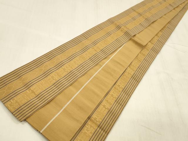 平和屋着物●男性　本場筑前博多織　角帯　抽象間道　正絹　逸品　DABE6242cm