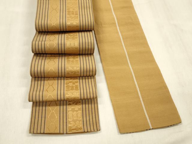 平和屋着物●男性　本場筑前博多織　角帯　抽象間道　正絹　逸品　DABE6242cm