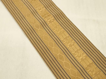 平和屋着物●男性　本場筑前博多織　角帯　抽象間道　正絹　逸品　DABE6242cm