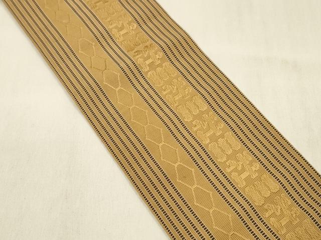 平和屋着物●男性　本場筑前博多織　角帯　抽象間道　正絹　逸品　DABE6242cm