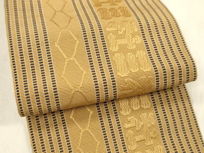 平和屋着物●男性　本場筑前博多織　角帯　抽象間道　正絹　逸品　DABE6242cm