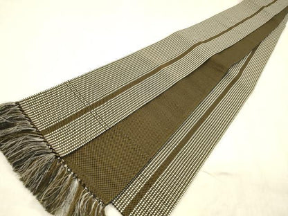 平和屋着物●男性　本場筑前博多織　角帯　間道　正絹　逸品　DABE6244cm