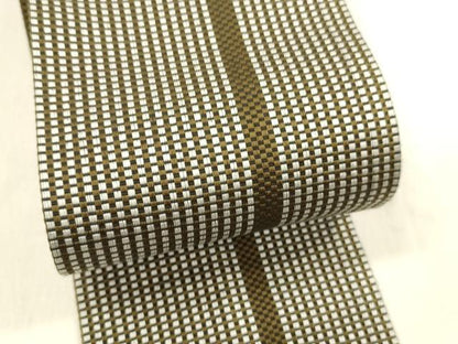 平和屋着物●男性　本場筑前博多織　角帯　間道　正絹　逸品　DABE6244cm