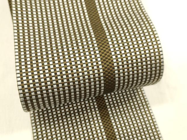 平和屋着物●男性　本場筑前博多織　角帯　間道　正絹　逸品　DABE6244cm