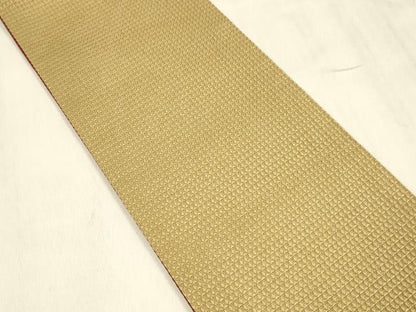平和屋着物●両面　半幅帯　格子　金糸　正絹　逸品　DABE6246cm