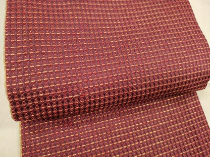 平和屋着物●両面　半幅帯　格子　金糸　正絹　逸品　DABE6246cm