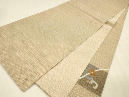 平和屋着物▽太鼓柄袋帯　スリーシーズン　春夏秋　流水花文　金銀糸　正絹　逸品　DABE6248cm