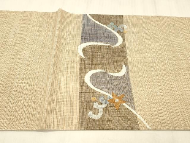 平和屋着物▽太鼓柄袋帯　スリーシーズン　春夏秋　流水花文　金銀糸　正絹　逸品　DABE6248cm