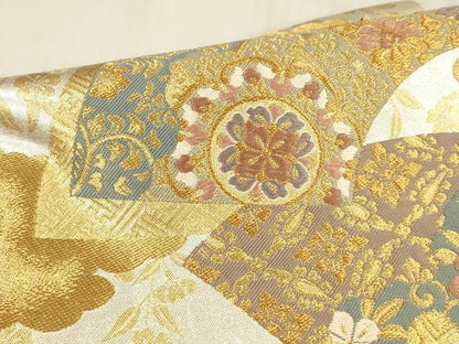 平和屋着物●つけ帯　唐織　飛鶴地紙花唐草文　金銀糸　正絹　逸品　DABE6254cm