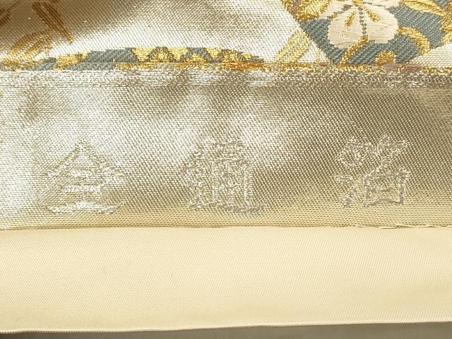 平和屋着物●つけ帯　唐織　飛鶴地紙花唐草文　金銀糸　正絹　逸品　DABE6254cm