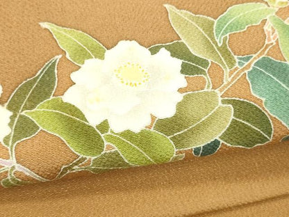 平和屋着物●つけ帯　友禅　枝花文　鬼しぼ縮緬　正絹　逸品　DABE6255cm
