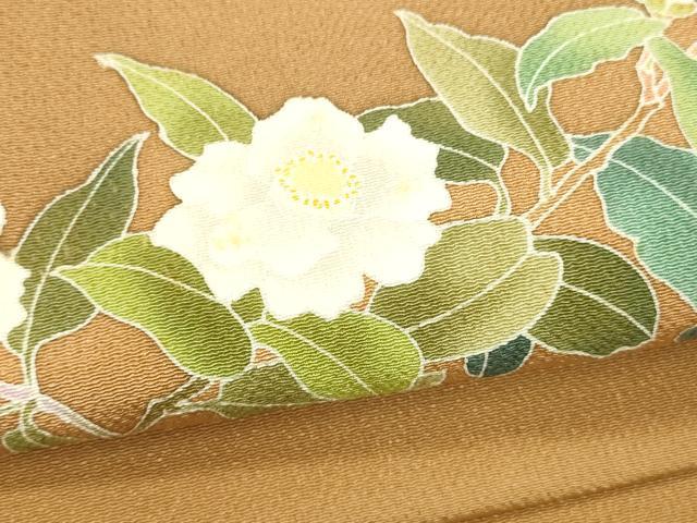 平和屋着物●つけ帯　友禅　枝花文　鬼しぼ縮緬　正絹　逸品　DABE6255cm