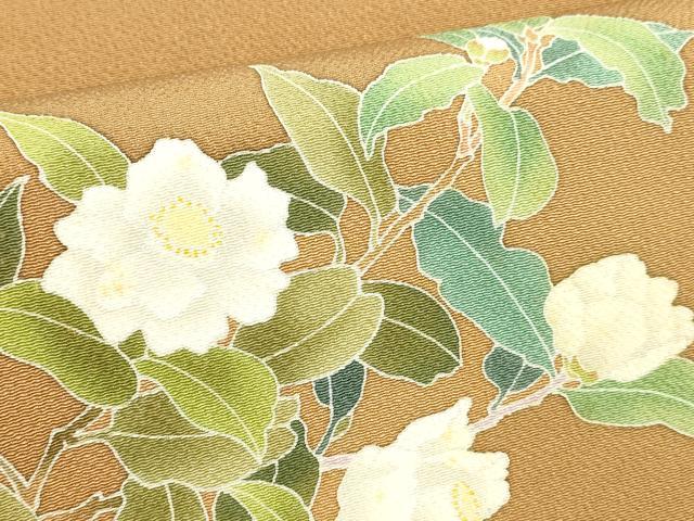 平和屋着物●つけ帯　友禅　枝花文　鬼しぼ縮緬　正絹　逸品　DABE6255cm