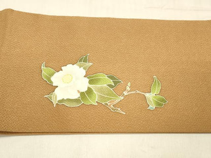 平和屋着物●つけ帯　友禅　枝花文　鬼しぼ縮緬　正絹　逸品　DABE6255cm