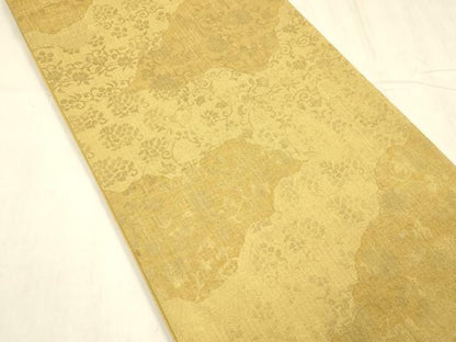 平和屋着物●六通柄袋帯　紬地　有職道長　金糸　正絹　逸品　DABE6256cm