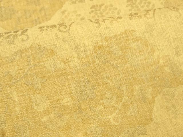 平和屋着物●六通柄袋帯　紬地　有職道長　金糸　正絹　逸品　DABE6256cm