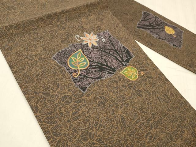 平和屋着物●九寸名古屋帯　草花文　正絹　逸品　DABE6258cm