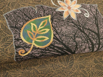 平和屋着物●九寸名古屋帯　草花文　正絹　逸品　DABE6258cm