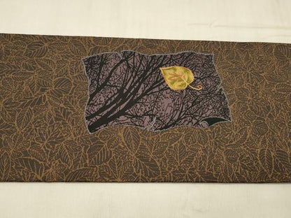 平和屋着物●九寸名古屋帯　草花文　正絹　逸品　DABE6258cm