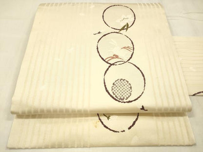 平和屋着物●九寸名古屋帯　唐織　花兎　正絹　逸品　DABE6260cm