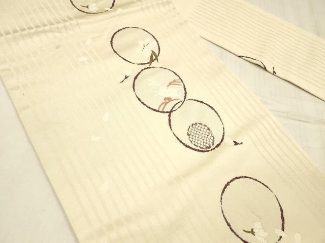 平和屋着物●九寸名古屋帯　唐織　花兎　正絹　逸品　DABE6260cm