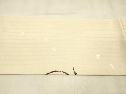 平和屋着物●九寸名古屋帯　唐織　花兎　正絹　逸品　DABE6260cm