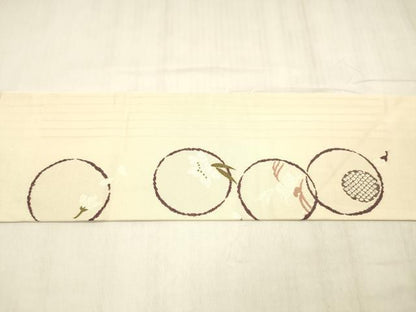 平和屋着物●九寸名古屋帯　唐織　花兎　正絹　逸品　DABE6260cm