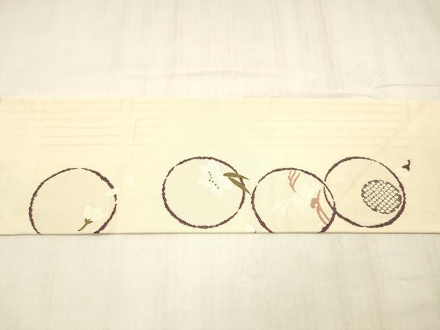 平和屋着物●九寸名古屋帯　唐織　花兎　正絹　逸品　DABE6260cm