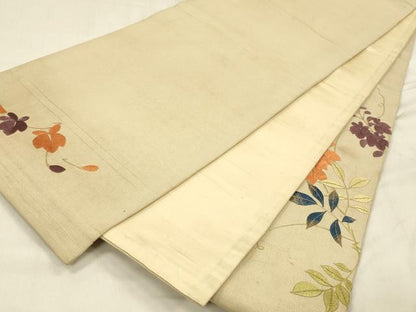 平和屋着物●アンティーク　大正ロマン　太鼓柄　京袋帯　駒刺繍　総刺繍　鼓草花文　藤花房　金糸　正絹　逸品　DABE6265cm