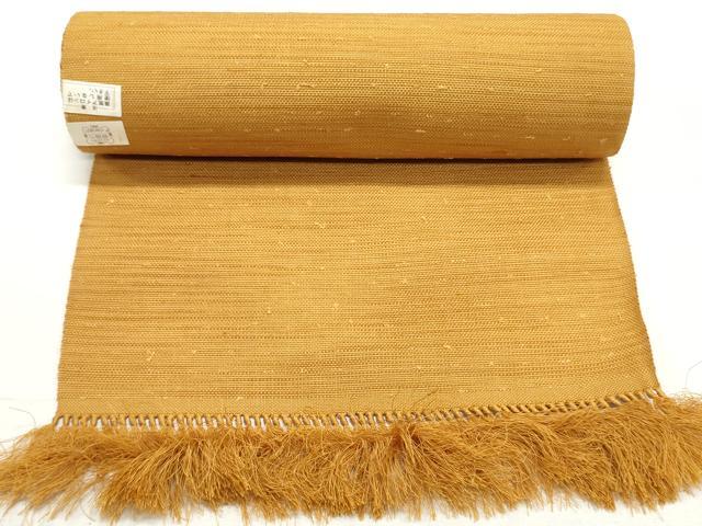 平和屋着物▼名古屋帯　帯反物　紬地　狐色　逸品　未使用　DABE6581zy