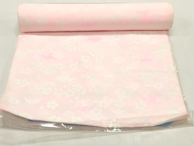 平和屋着物▼長襦袢 反物 着尺 舞梅 折り鶴 未使用 DABE6628zy