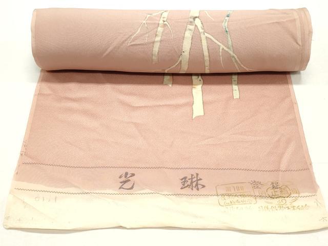 平和屋着物▼付下げ 反物 着尺 手描き 樹林文 暈し染め 逸品 未使用 DABE6633zy