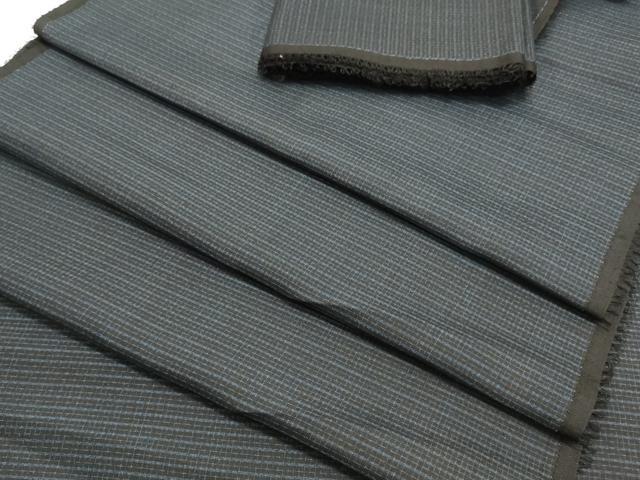 平和屋着物▼男性 羽織・コート 解き反物 羽尺 紬地 格子 逸品 DABE6646zy