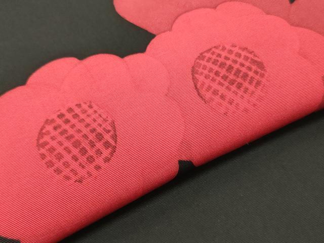 平和屋着物▼塩瀬　名古屋帯　帯反物　枝花文　黒地　逸品　未使用　DABE6667zy