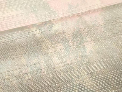 平和屋着物▼袋帯　帯反物　霞文　銀通し地　逸品　未使用　DABE6678zy