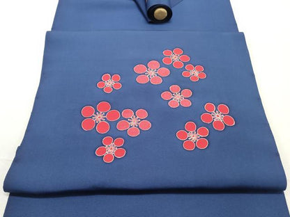 平和屋着物●京都の和装業の老舗一門　千切屋　名古屋帯　帯反物　刺繍　舞梅文　逸品　未使用　DABE6679zy
