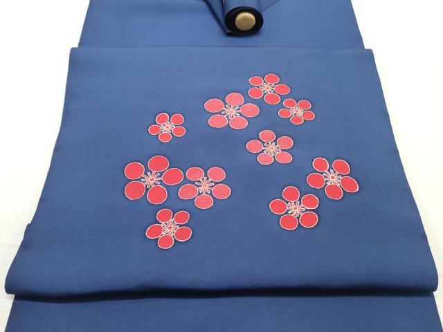 平和屋着物●京都の和装業の老舗一門　千切屋　名古屋帯　帯反物　刺繍　舞梅文　逸品　未使用　DABE6679zy