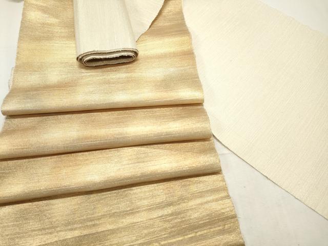 平和屋着物▼袋帯　帯反物　霞文　金糸　裏地付き　逸品　未使用　DABE6700zy