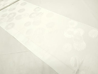 平和屋着物▼長襦袢　解き反物　着尺　舞菊地紋　生成り色　洗える着物　DABE6705zy