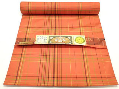 平和屋着物▼本場大島紬　反物　着尺　格子　証紙付き　逸品　未使用　DABE6729zy