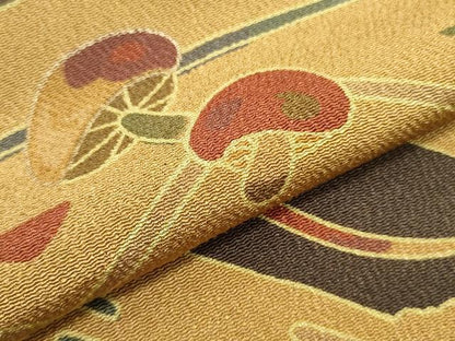平和屋着物▼名古屋帯 帯反物 成物 鬼しぼ縮緬 逸品 未使用 DABE6801zy