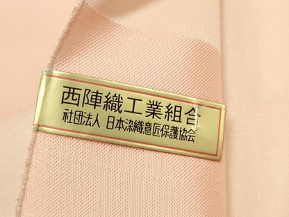 平和屋着物▼西陣 名古屋帯 帯反物 唐織 孔雀文 銀糸 逸品 未使用 DABE6805zy