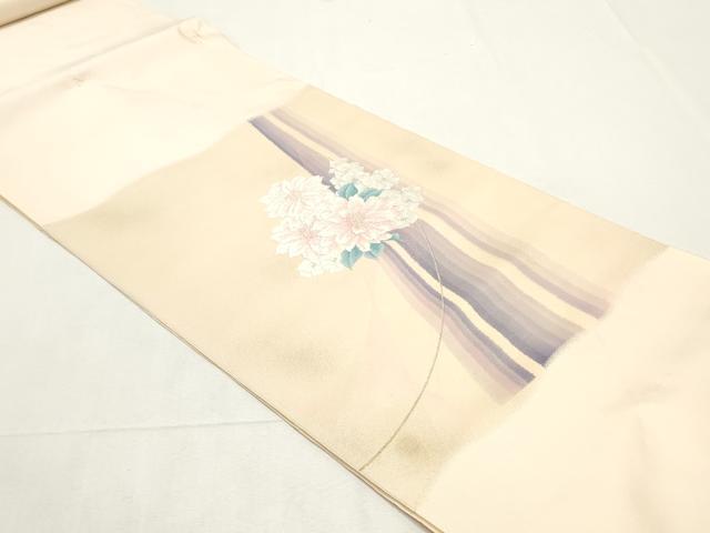平和屋着物▼西陣　京の名門　じゅらく謹製　名古屋帯　帯反物　草花文　金糸　証紙付き　逸品　未使用　DABE6828zy